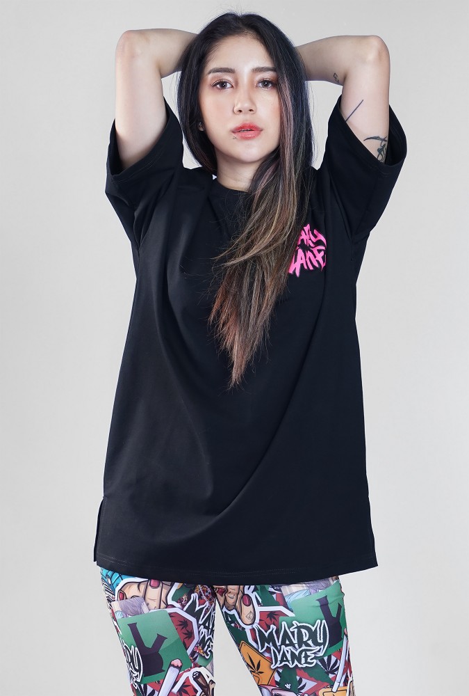 Mary Jane Girl T-Shirt (Black) Design 2